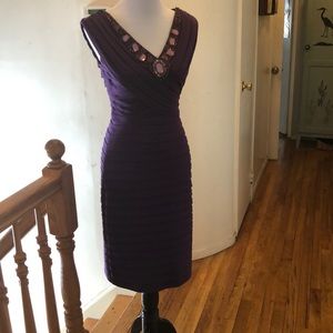 Adrianna Papell dark plum beaded dress, size 8